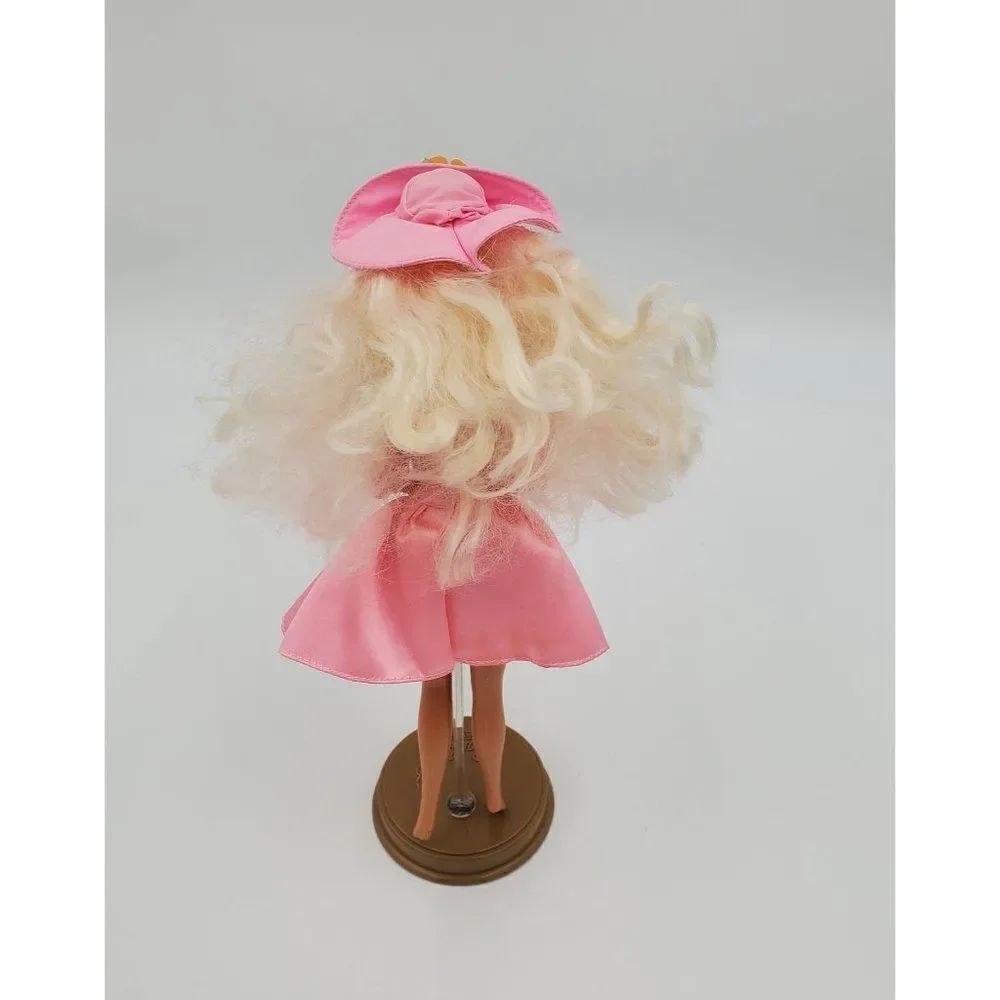 Vintage Mattel Barbie Doll Long Blonde Hair Blue Eyes Pink Dress Hat - Picture 7 of 13